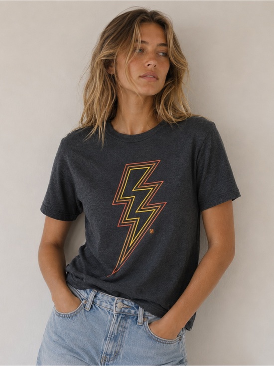 Urban Outfitters Tops - Nikau Kai Lightning Bolt Graphic Tee Charcoal Cotton Blend Crewneck Size S Surf